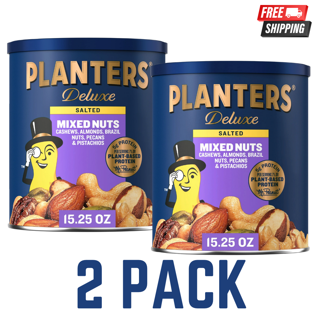 Planters Mixed Nuts, Lightly Salted Deluxe Mixed Nuts, 15.25 Ounce, 2 ...