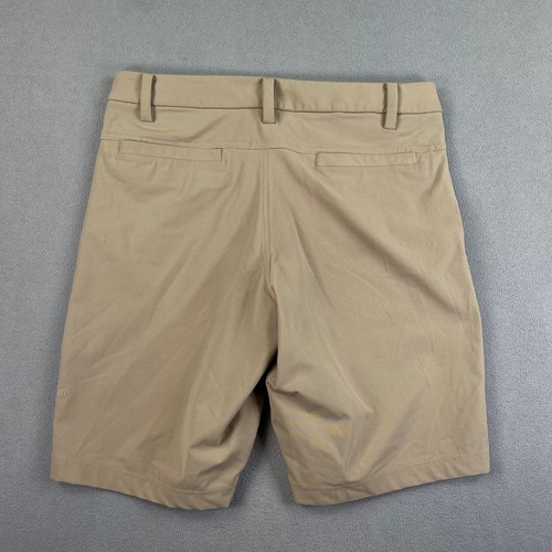 Lululemon Shorts Mens 34 Tan Khaki Golf Casual Commission Classic Slim Fit Logo - Picture 4 of 12