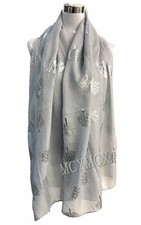 Women Ladies Metallic Silver Foil Life Tree Print Scarf Glitter Fashion Wrap
