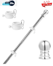 Flag Pole Kit 5Ft Flag Pole for outside House, Flag Poles with Tangle Free Flag
