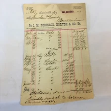 vtg antique store receipt bill payment reminder 1893 J M ROBINSON,NORTON&CO