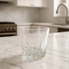 Crystal Glass Ice Bucket Floral Etched Design