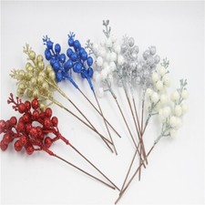 12pcs Glitter Christmas Artificial Berries Stems Xmas Tree Wreath Decor DIY Gift