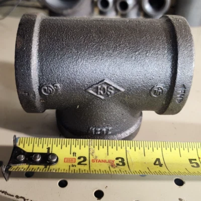 2" x 2" x 2" Ductile Iron Tee Pipe Fitting Female NPT Threaded Class 300 GAV