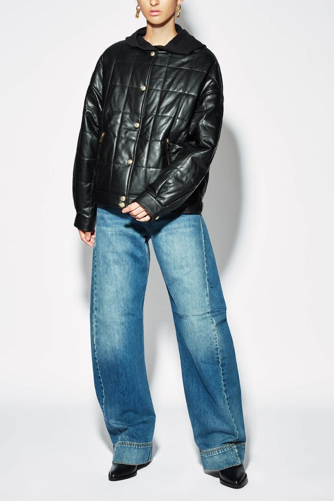 NWT DUCIE TANYA ERIN LEATHER BOMBER JACKET BLACK £695 szXL / UK14-16 SOLD OUT image 5