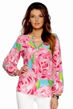 Lilly Pulitzer Elsa Top, First Impressions, Hotty Pink, Large Holy Grail
