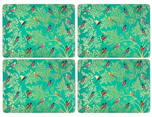 Sara Miller Chelsea Bird Green Set of 4 Placemats By Portmeirion- Home Accessory