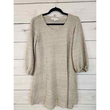 Robbie Bee Women's Beige Stretch Scoop Neck 3/4 Sleeve Sweater Mini Dress Size M