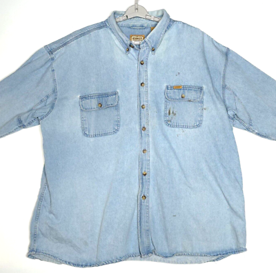 CE Schmidt Workwear Blue Denim 3XL Shirt Distressed Button Up 129746 100%  Cotton | eBay