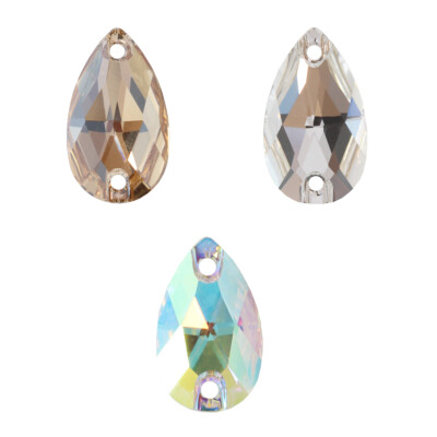 Genuine PRECIOSA 438 67 301 Pearshape Sew-On Stones Crystals 2 Holes for Sewing