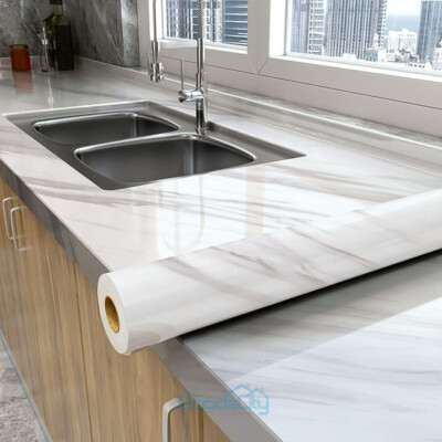 10FT Rollo De Papel Mármol Tapiz Decorativo Autoadhesivo Para Cocina Habitacion