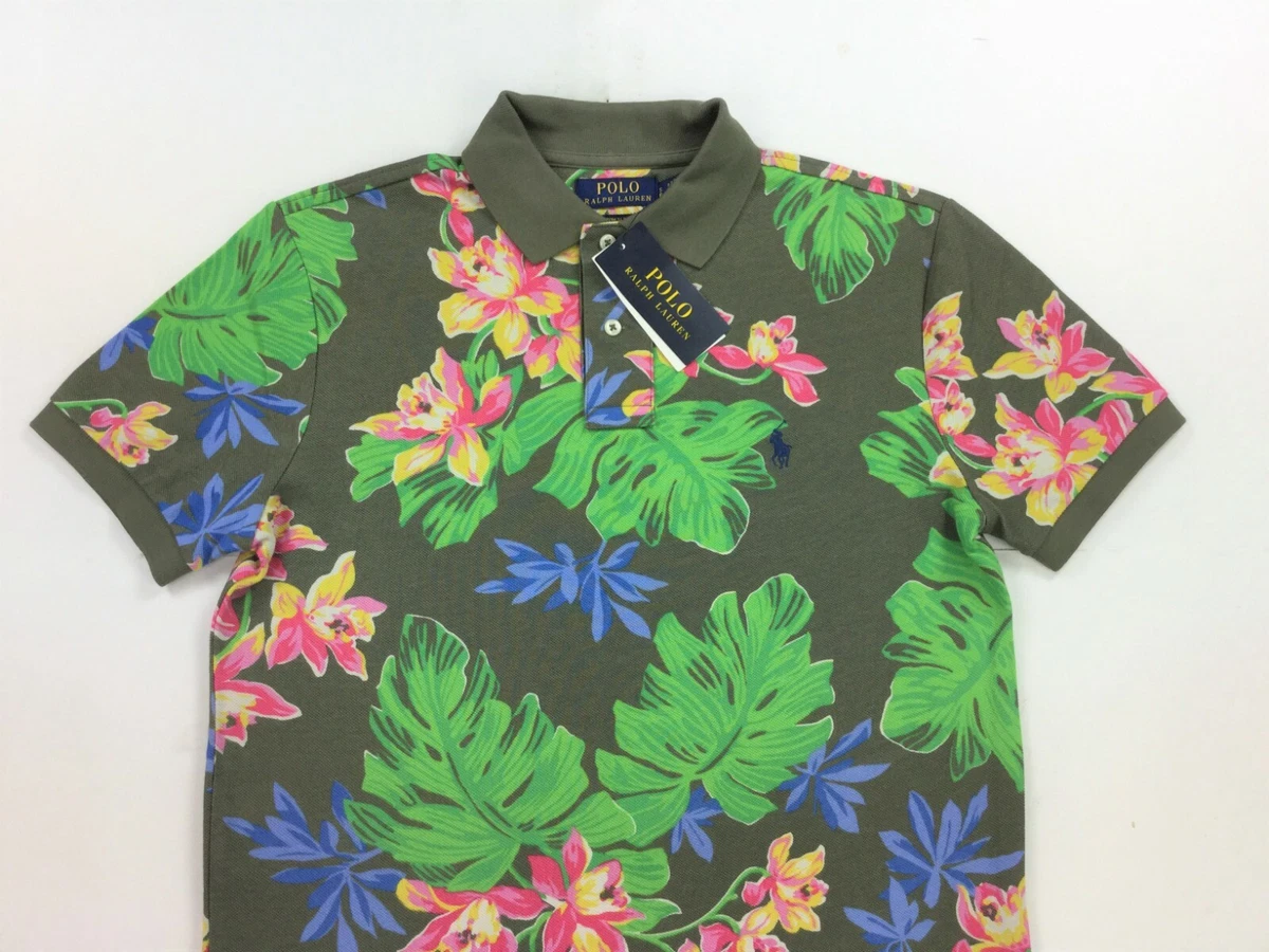 Polo Ralph Lauren Men Custom Slim Hawaiian Floral Graphic Mesh