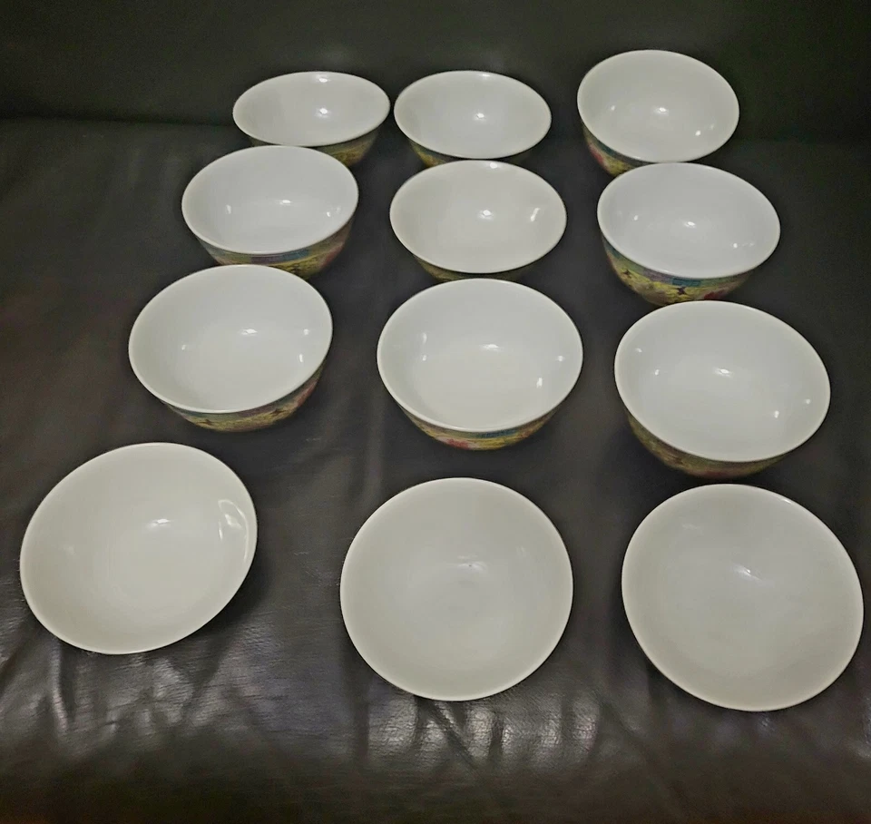 12 китайских рисовых чаш для долголетия с маркировкой ручной росписью фамильный розовый желтый редкий набор - Изображение 4 из 4