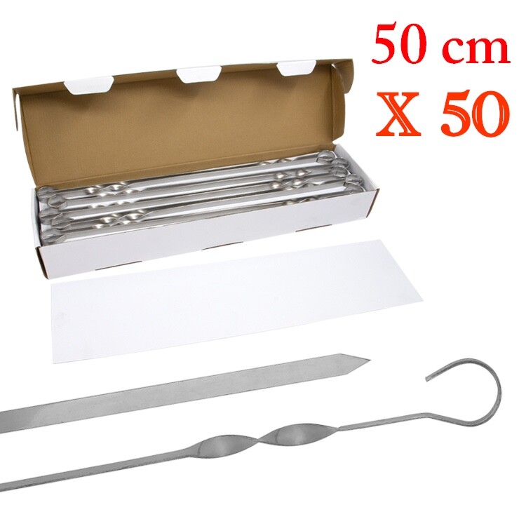 Brochettes barbecue inox de 50 cm de long en acier inoxydable robuste pour authentique kebab turc