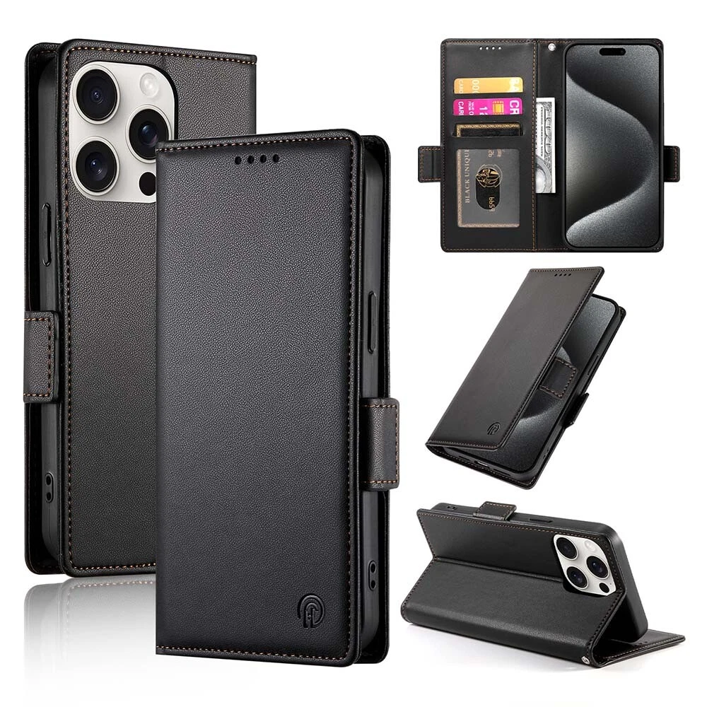 Luxury Magnetic Leather Flip Wallet Case for iPhone 11 12 13 14 15 Pro