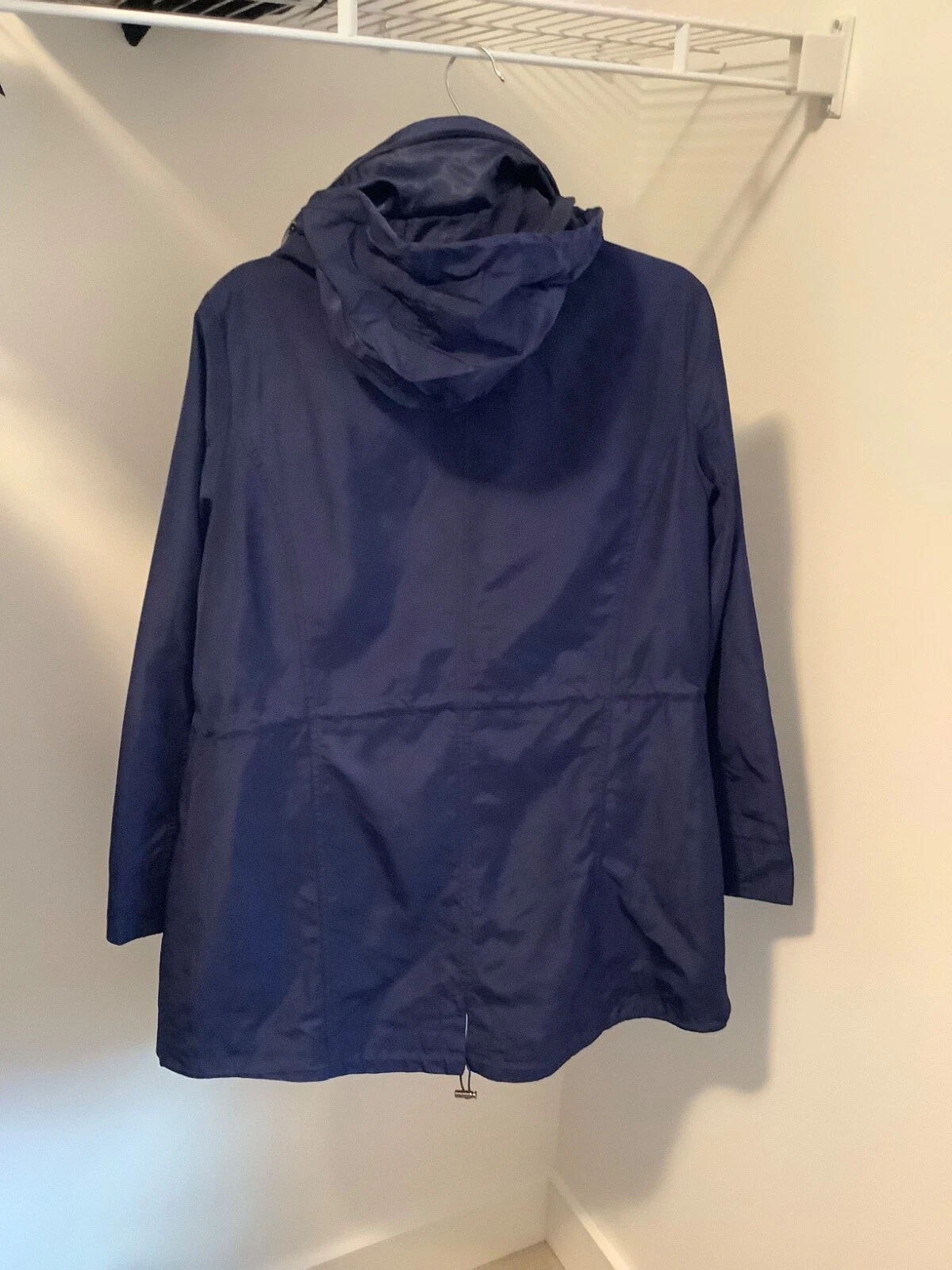 Giacca antipioggia donna Michael Kors blu tasche a scatto zip Taglia Large