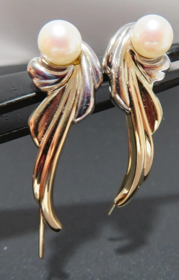 PENDIENTES COLGANTES PERLAS 14K 2 TONOS 5,09 gramos (A19594) Foto 2 de 4