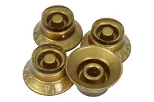 Gold Bell Hat Knobs 4pk for Epiphone and Import guitars with coarse splines