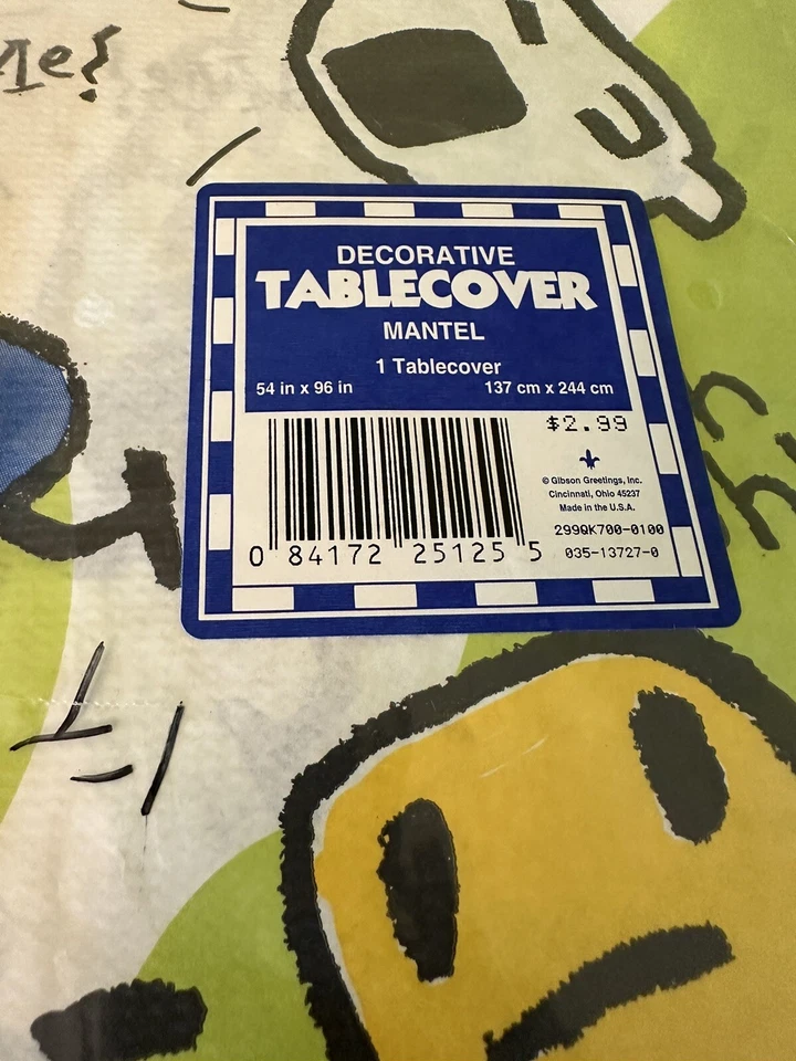 Vintage Gibson Tamagotchi Tablecover Birthday Party 54"x96" Made in USA 1997 - Image 2 of 4