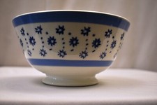 Vintage Mocha ware Bowl Pearlware Staffordshire English Pottery Blue Rims "166
