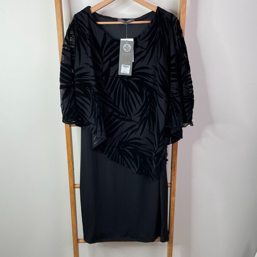 Liz Jordan Dress Womens 16 Black Burnout Floral Mother Of The Bride Sheath NWT
