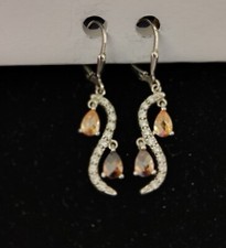 Ohrhaken, Ohrringe, Sterling Silber 925, Citrin/Rauchquarz