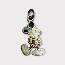 Disney Sterling 925 Silver Mickey Mouse Hand Behind Back Enamel Pendant - .03