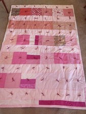 Handmade Patchwork Quilt Pink White New 59 1/2 X 86 1/2