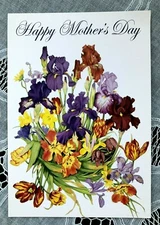 VINTAGE 1995 LEANIN TREE GREETING CARD - MOTHER'S DAY - IRISES