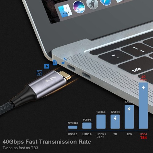 Thunderbolt3 USB-C to C USB4 Cable 40Gbps with 100W 8K@60Hz USB4.0 Length 80cm - Picture 6 of 6