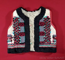 Incredible Romanian folk costume sheepskin leather vest embroidered Bihor Dior