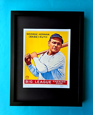 AIDAN FLUX | Hand Signed Original Print Framed LtdED  COA MY BABE RUTH CARD