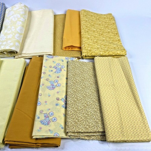 Crafter’s And Quilter’s Lot 5 Lbs Vintage Fabrics Yellow Remnants & Fat Quarters - Picture 9 of 10