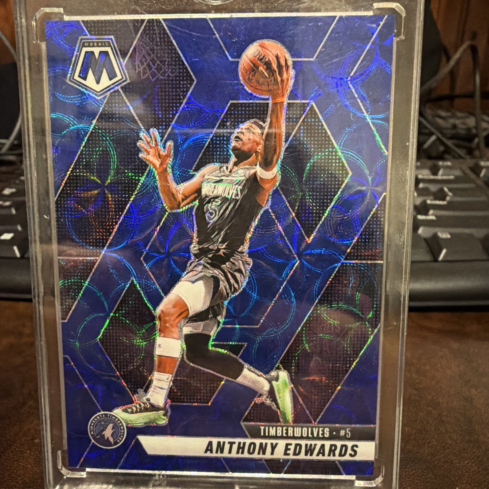 2024-25 Panini Mosaic - Anthony Edwards #36 International Blue Mosaic Prizm /35