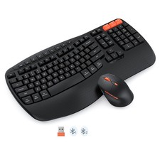 Wave Ergonomic Keyboard and Mouse, Wireless Bluetooth Wave Ergo Keyboard with...