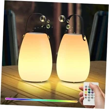 Outdoor Table Lamps with Speakers, 2-Pack Rechargeable Night Lights Garden