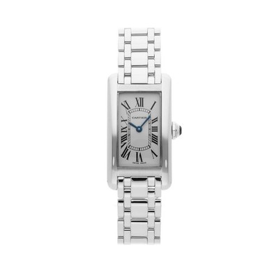 Cartier クォーツ時計 ホワイト Cartier Tank Americaine White Gold Quartz 34mm x 19mm Bracelet