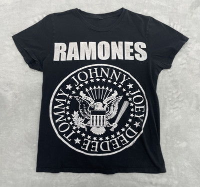 Ramones Band T-Shirt Women s M Black 2008 Graphic Punk Rock Tee Distressed