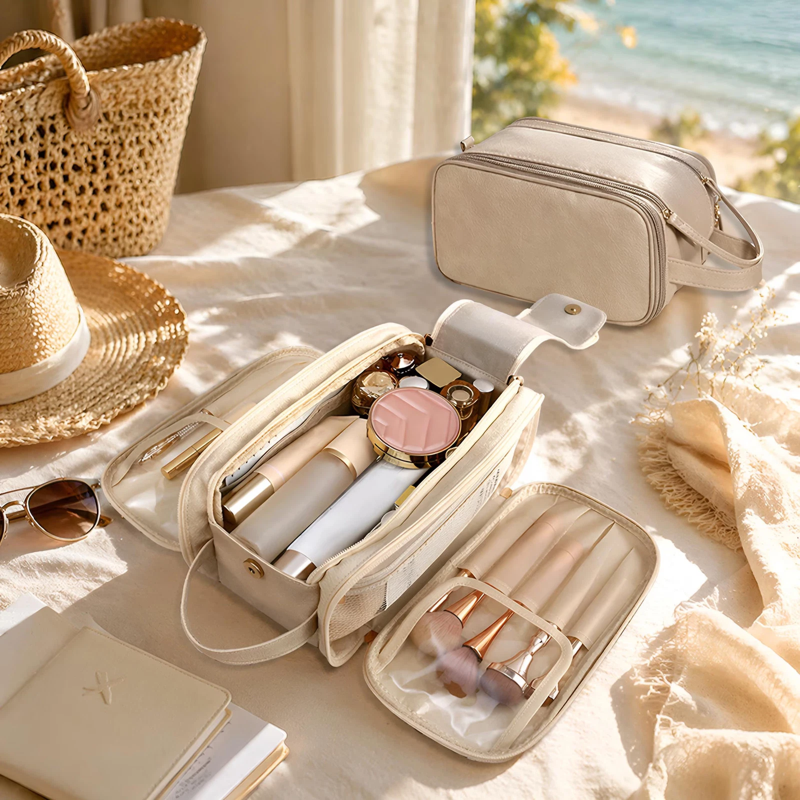 Large Makeup Bag, Waterproof Travel PU Leather Cosmetic Organizer
Opens in a new window or tab