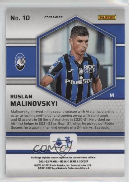 2021-22 Panini Mosaic Serie A Mosaic Prizm Ruslan Malinovskyi #10 - Image 2 of 2