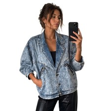 ROSE DENIM 80's Acid Wash Denim Blazer Jacket Avant Garde VINTAGE S