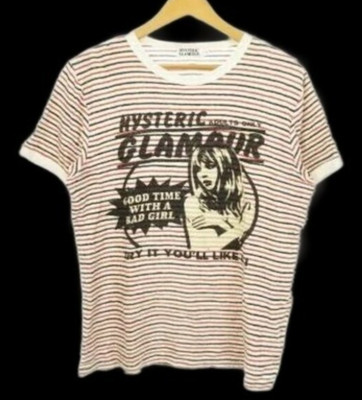 Hysteric Glamour S T-Shirt Red White Cotton Short Sleeve Logo Top