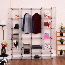 DIY 16+8 Cube Portable Clothes Storage Organizer Wardrobe Cabinet Closet W/Doors