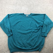 Vintage Hanes Sweatshirt Mens XL Teal Crewneck Raglan Made USA 90s Pullover