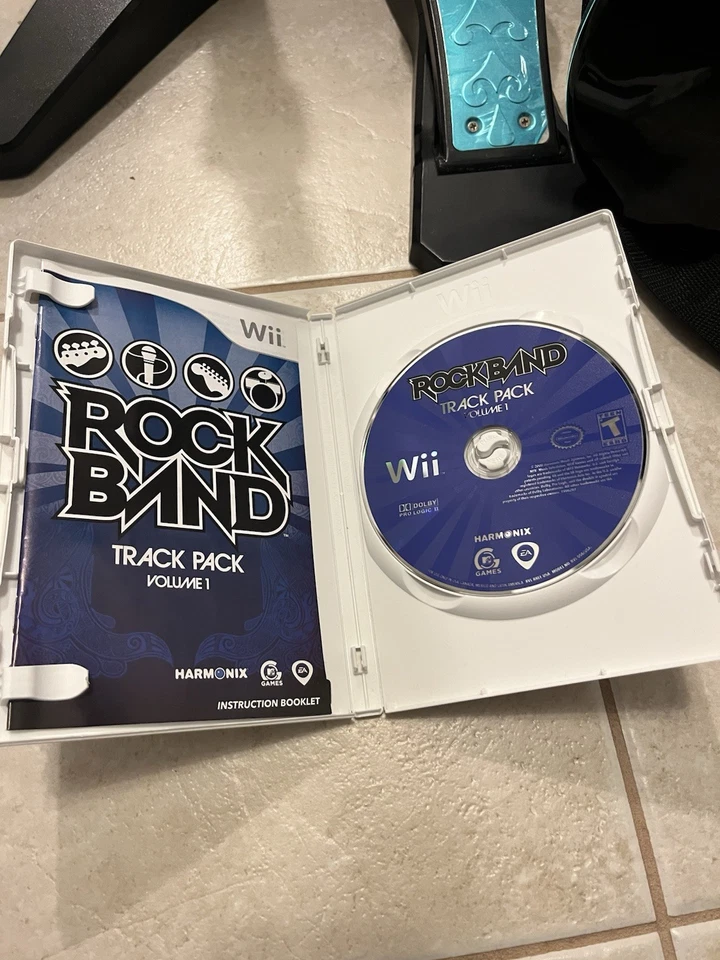 Nintendo Wii Rock Band Bundle Drums Pedal Sticks Guitar Mic & Game Rockband - Image 4 of 4