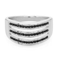 Cavill Ring Herren Sterling Silber 0,49Ct Schwarzer Spinell Brillant