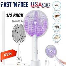 1/2PCS Electric Fly Swatter Bug Zapper Zap Mosquito Killer Pest Insect Racket, l