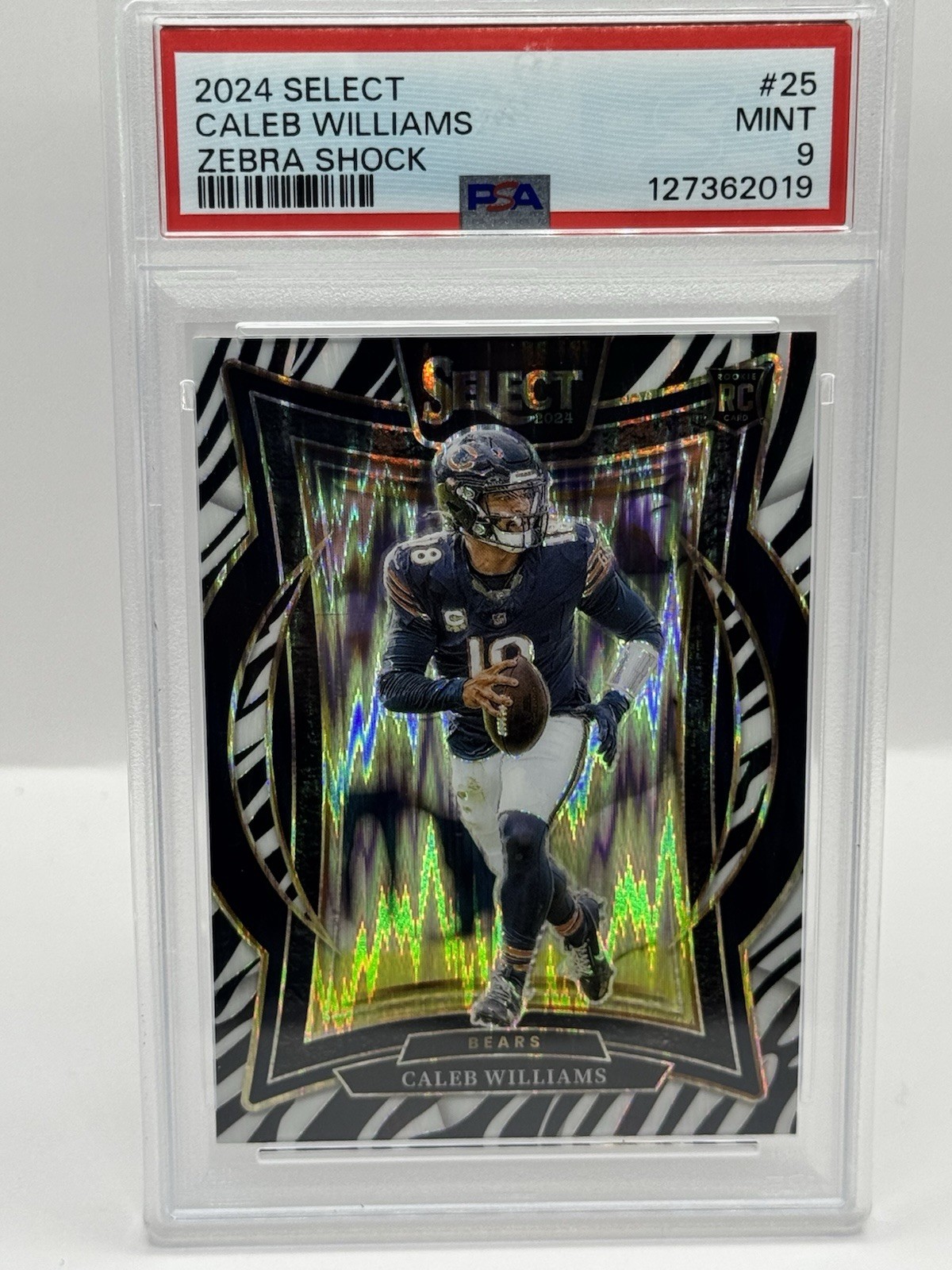 2024 Panini Select Caleb Williams #25 Zebra Shock Prizm (RC)