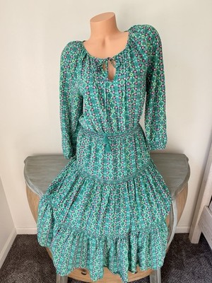 Matilda Jane Midi Dress Womens Age of Aquarius Floral Tiered Peasant Size M 3/4
