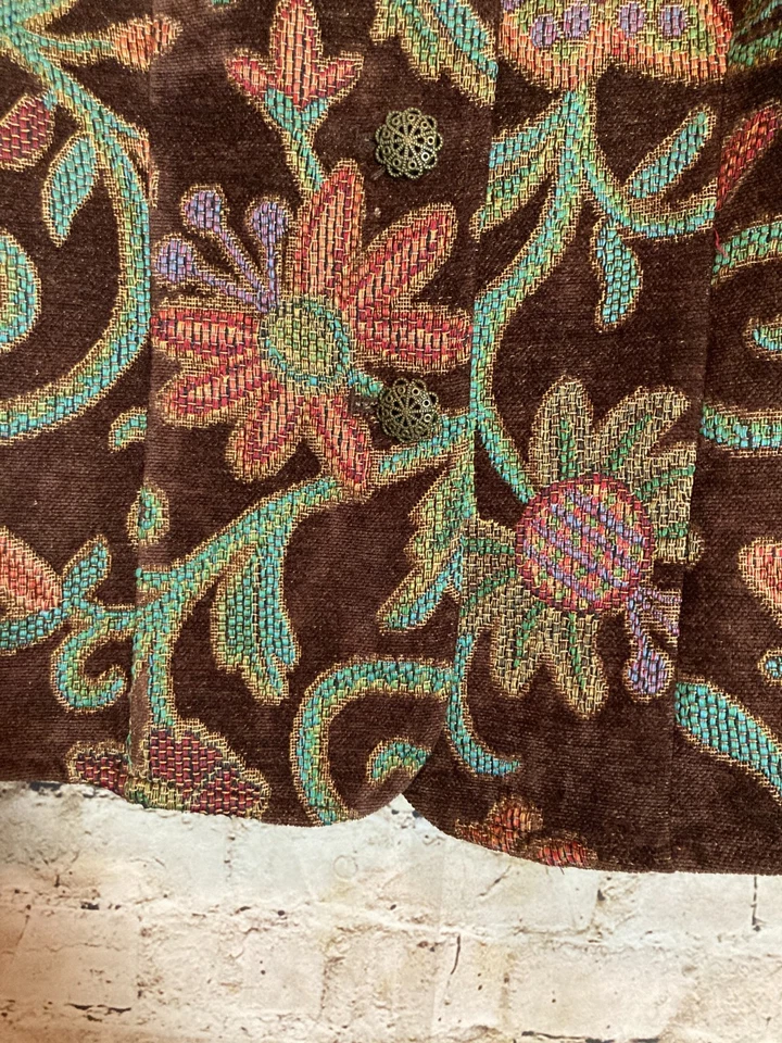 Chadwicks Tapestry Jacket Womens 10 Chocolate Fully Embroidered Floral Artsy - Image 4 of 4